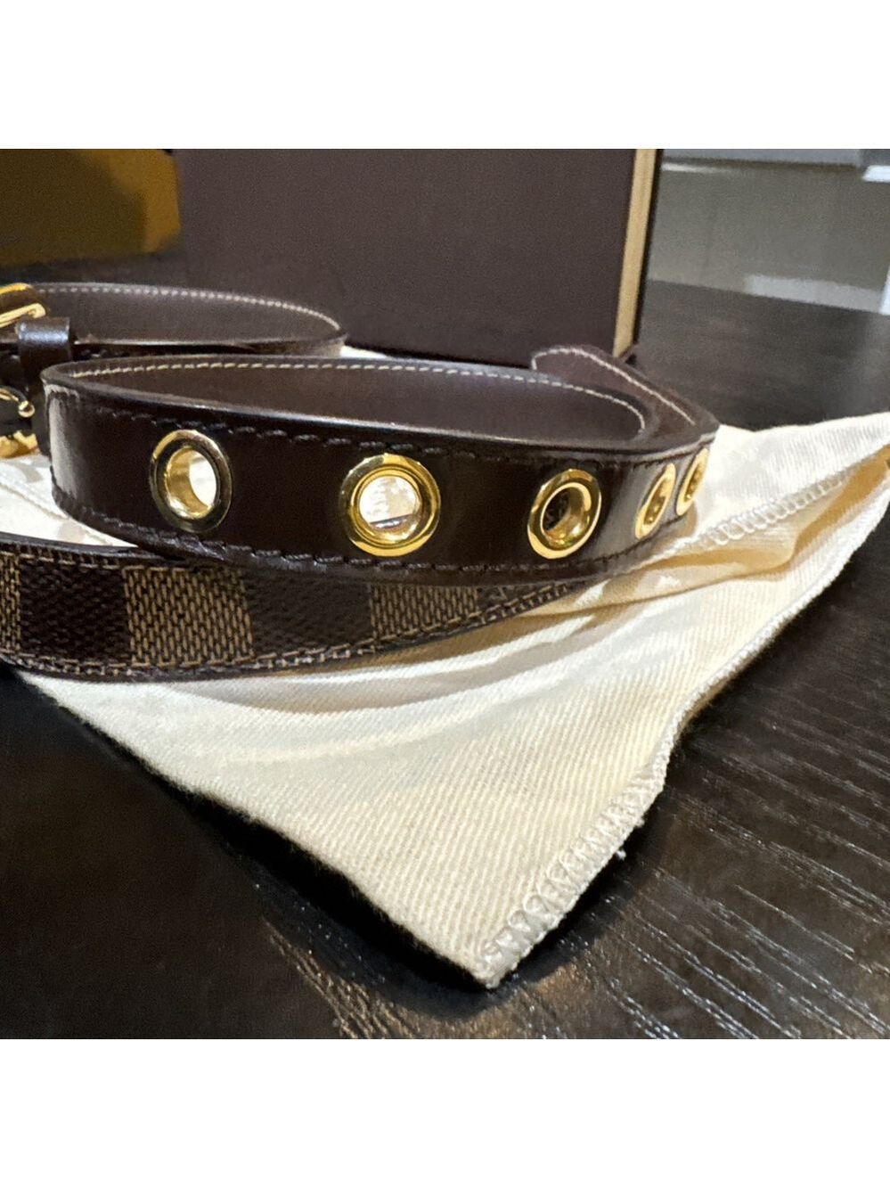 Louis Vuitton Damier Ebene Canvas Leather 25mm Buckle Belt 90/36 w COA - Picture 11 of 15